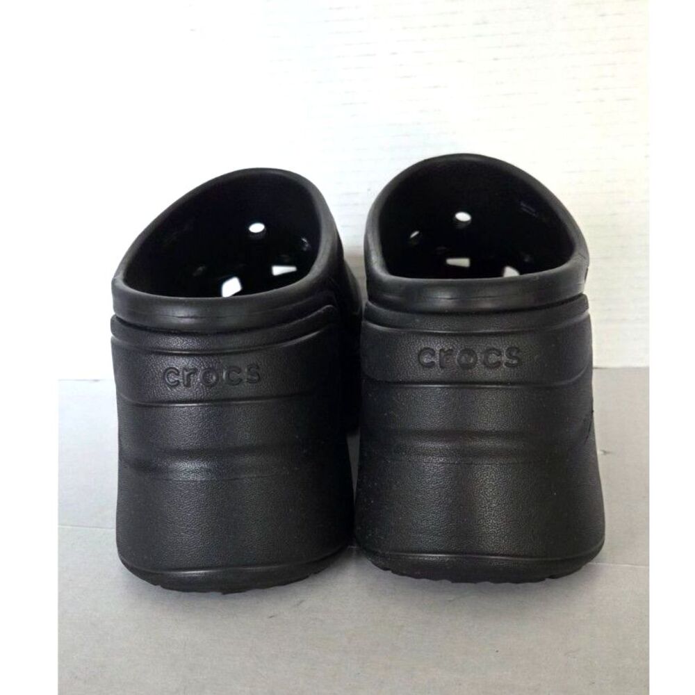 Crocs Siren Black Goth Platform Heel Clogs Sz 11 Like New - Picture 6 of 10